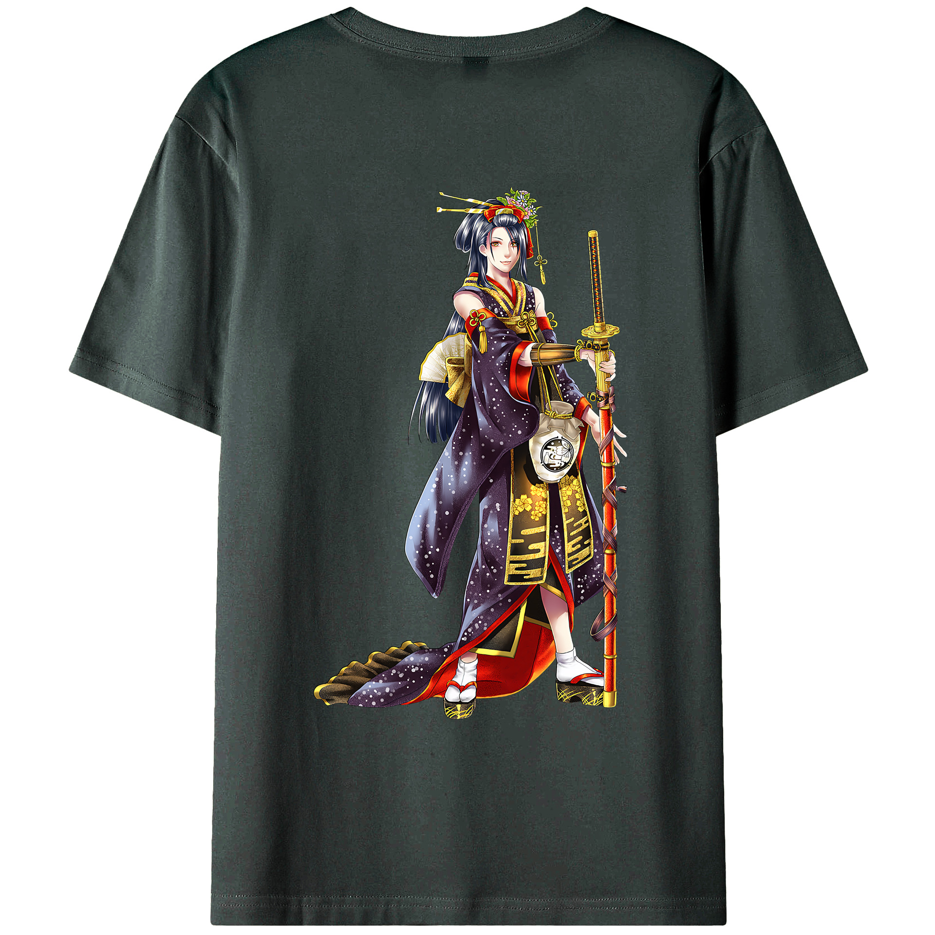 （画像用） 刀剣乱舞 Touken Ranbu 綿100％ メンズ半袖Tシャツ（バックプリント） 通気性